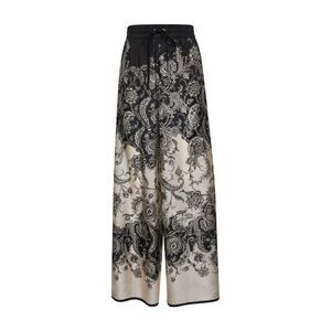 Zimmermann Women Cream And Black Floral Habotai Silk Rhiannon Trousers